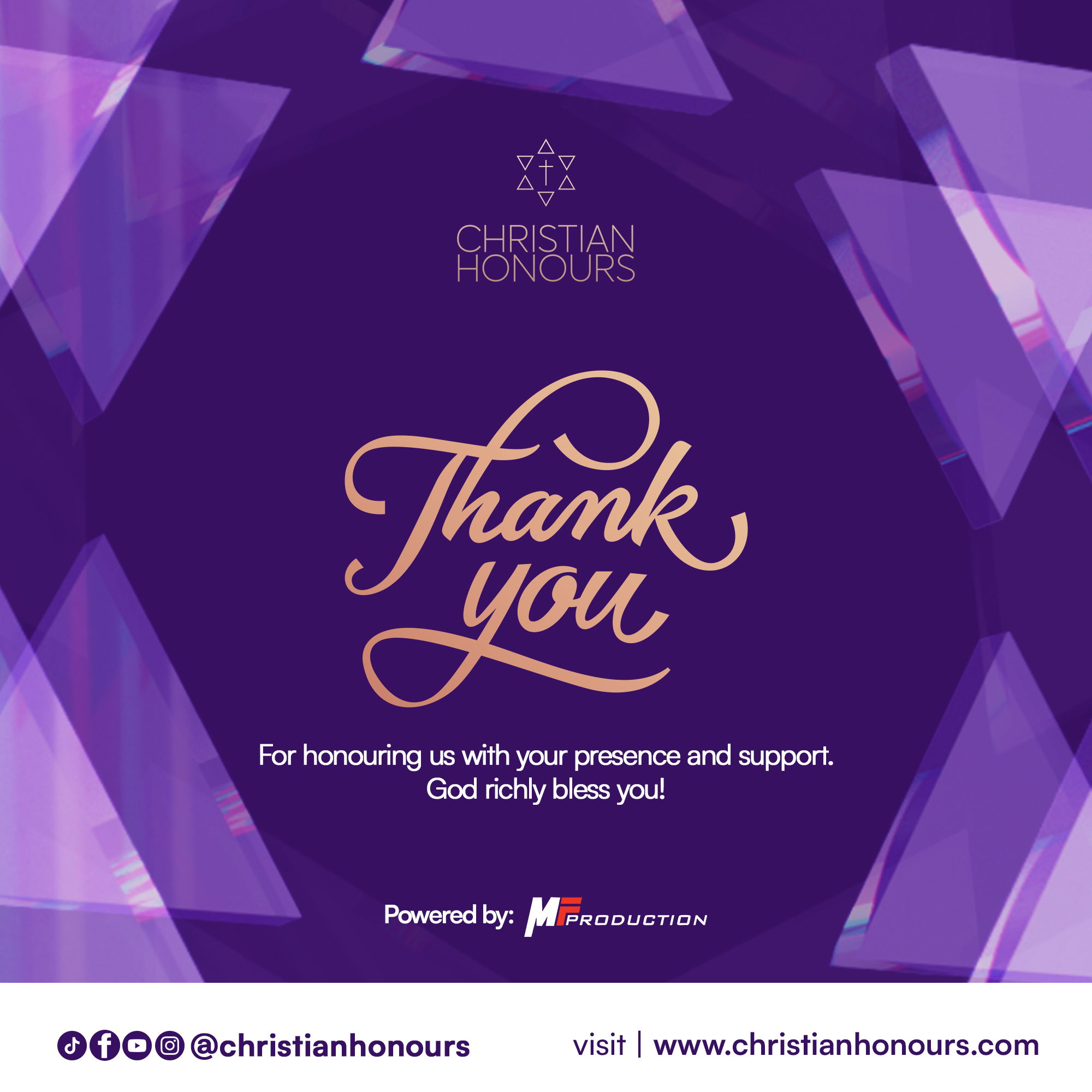 Christian Honours Thank You Flyer